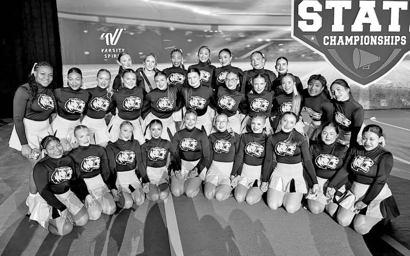The 2024-2025 MPHS Tiger Cheerleaders at the UIL Spirit State Championships COURTESY PHOTO