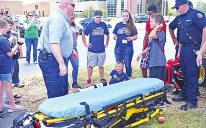Students take part in a first responder drill during the 2019 Kid’s Discovery College at Northeast Texas Community College. The First Responder course is one of many courses children can register for in the upcoming 2021 Kids College. BEE ARCHIVE PHOTO