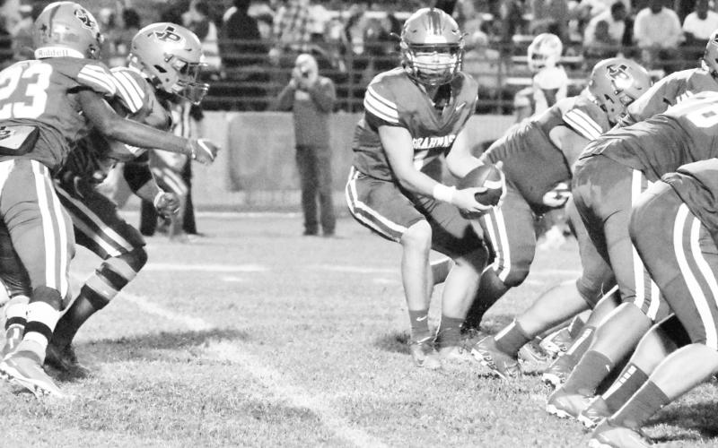 The Pewitt offense runs a play during the Brahmas 42-6 loss to Daingerfield. TRIBUNE PHOTOS / TONI WALKER