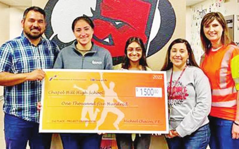 Pictured from left: Francisco Medina, CHHS Instructor; Patricia Padon, student; Bhavi Amin, student; Brenda Minjares, CHHS Instructor COURTESY PHOTO