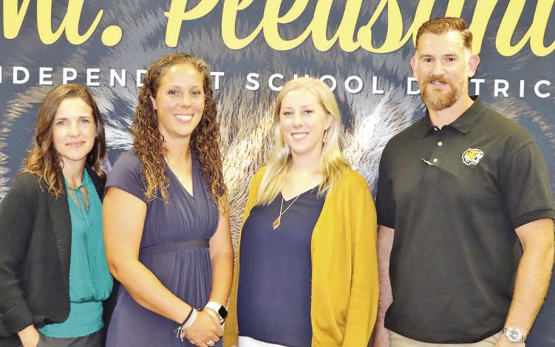 Mount Pleasant ISD recently welcomed new administrators on three campus including E.C. Brice Assistant Principal Carrie Hampton, Mount Pleasant Junior High Assistant Principal Kristi Berry, and Mount Pleasant High School Assistant Principals Josh Blackstone and Kristy Ciuba. Pictured are MPISD new assistant principals (left to right) Carrie Hampton, Kristy Ciuba, Kristi Berry, and Josh Blackstone COURTESY PHOTO