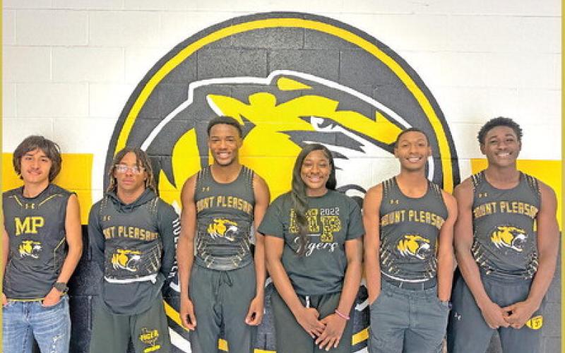 Representing Mount Pleasant at the 5A Region II track meet this week are, from left, Geovanni Calderon, Dylan Bennett, Xavier Hills, Auti Johnson, Skylar Guereca and Isaiah Hunter. TRIBUNE PHOTO / QUINTEN BOYD