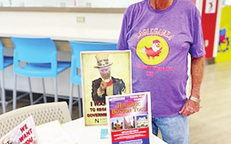 Professor Rex Allen had a booth at EagleGanza to discuss government classes at NTCC. COURTESY PHOTO