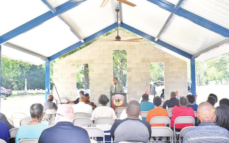City of Mount Pleasant and community leaders hosted the Second Annual Decoration Day at Cortznes Cemetery on May 29, during which the new pavilion constructed by the City was unveiled. COURTESY PHOTO