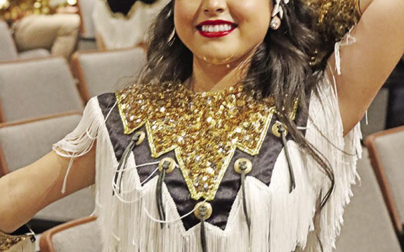 Tiger Doll, Valeria Vega, performs during the fight song in the auditorium. COURTESY PHOTO
