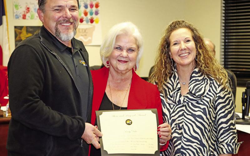 (L to R) Rusty Duke, MPISD Board of Trustees member Sandy Bible, Tracie Johnson COURTESY PHOTO