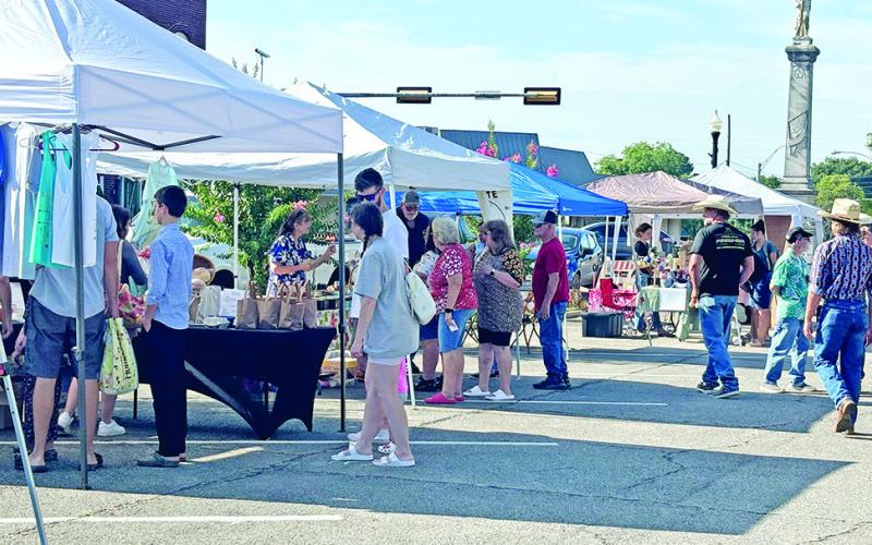 Mount Pleasant residents check out home goods of all kinds at the first Farmers Market of 2024 COURTESY PHOTO FROM CITY OF MOUNT PLEASANT
