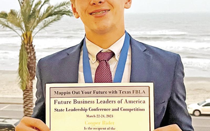 MPJH eighth-grader, Cooper Rider, Outstanding Middle Level award recipient COURTESY PHOTO