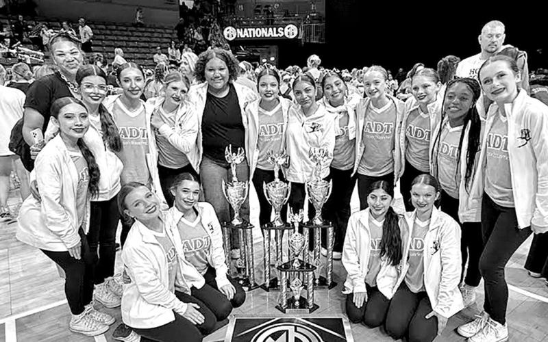The Mount Pleasant Junior High Advanced Dance Team – Front Row (L to R) Ella Anderson, Malori Chism, Aileen Sorto, Aubree Hawkins; Back Row (L to R) Zaydee Banda, Coach Erica Davidson-Curley, Elizabeth Banda, Scottlyn Lee, Elyn Villa, Ariana Rivera, Ari Martinez, Kaycee Moran, Karli Lowry, Kaydi Rogers, Jaicee Amador, Sage Jordan COURTESY PHOTO
