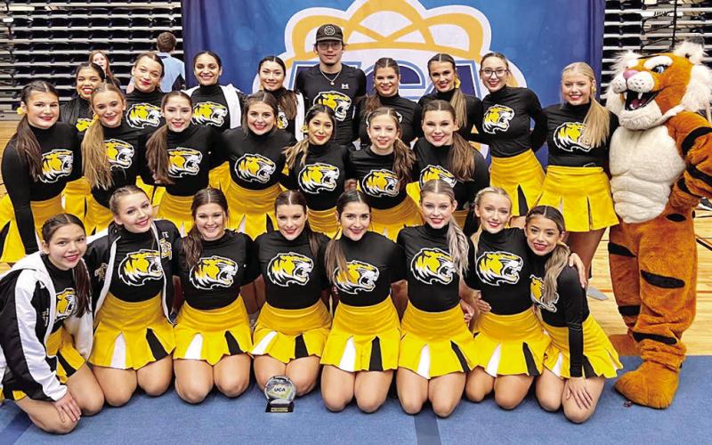 The Mount Pleasant High School Cheerleaders at the UCA Southwest Regional in San Antonio. COURTESY PHOTO