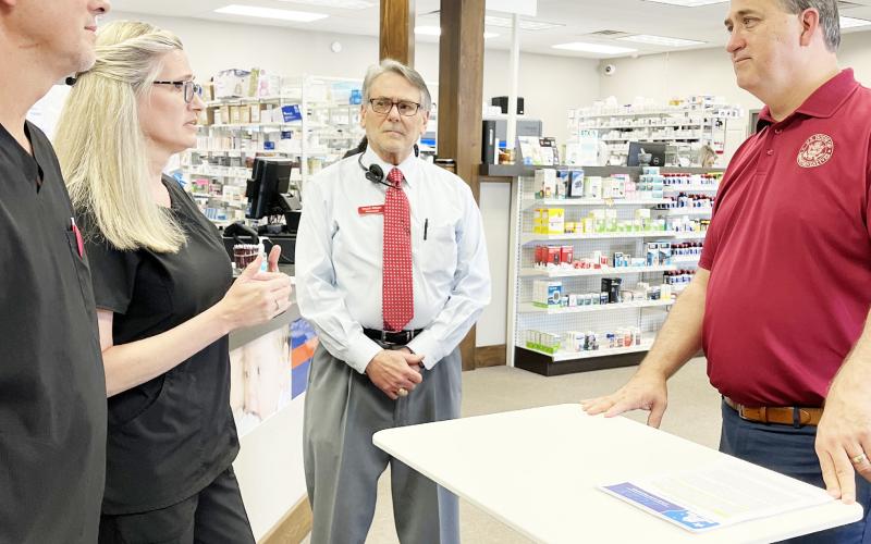 Moran talks insurance, visits Thurman’s Pharmacy