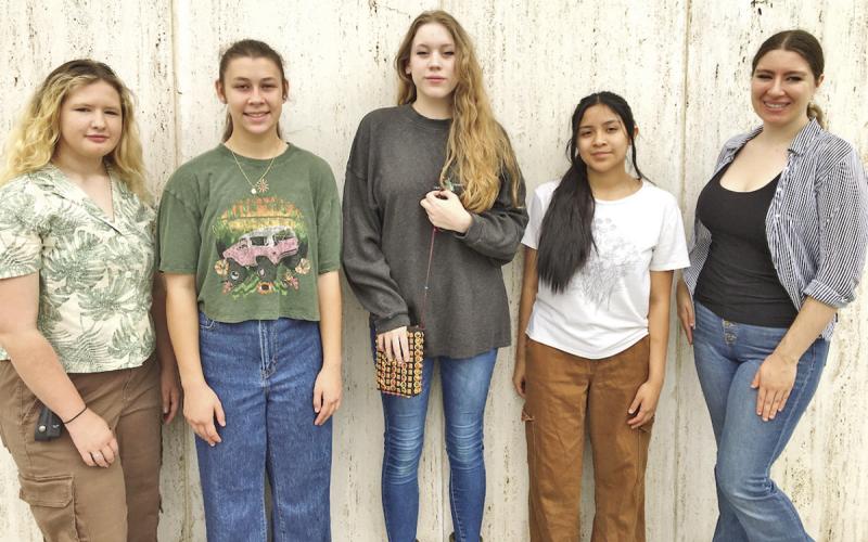Pictured: Avery Woods, Ariana Tagg, Isabel Tresidder, Rebeca Martinez, and Title V Director, Athena Hayes outside the LBJ Presidential Library in Austin. COURTESY PHOTO
