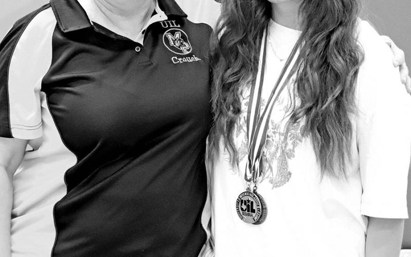 UIL State Spelling coach Gina Crouch (left) and Isabel Gonzales (right)