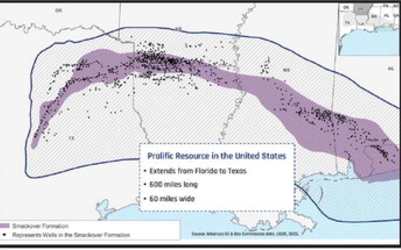 This map shows the epicenter of the Lithium RIC, the Smackover Formation. While geographically focused, we support any venture and stakeholder nationwide that’s innovating in and around the lithium value chain. COURTESY PHOTO
