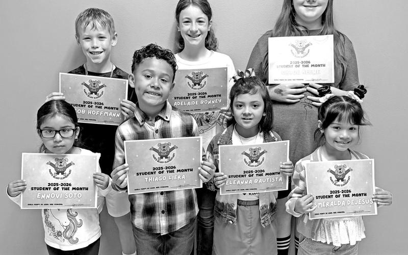 Left to Right: (Front Row) Ennovi Soto- Prek, Thiago Liera- 2nd Grade, Eleana Bautista- 1st grade, Esmeralda De Jesus- Kindergarten (Top Row) Jacob Hoffmann- 5th grade, Adelaide Bonney- 3rd grade, Chloe Keene- 4th grade. Courtesy Photo
