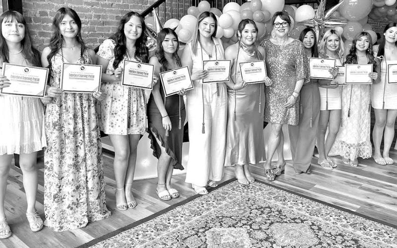 The 2025 MPHS licensed cosmetologists (L to R) Bryanna Nava, Jennifer Peña, Raquel Martinez, Yoselin Lopez, Vanessa Ramirez, Tania Rangel, Instructor Aleshia Rivera, Amy Carrillo, Perla Gaytan, Dori Macedo, Lesly Canada
