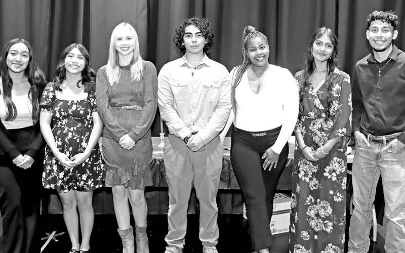 The NTHS officers (L to R) Officer at Large Araceli Solis, Parliamentarian Jasmine Landaverde, Secretary Addison Heeren, President Francisco Rodriguez, Vice President Ke’Aundra Evans, Treasurer Jennifer Pena, Historian Jesus Moreno