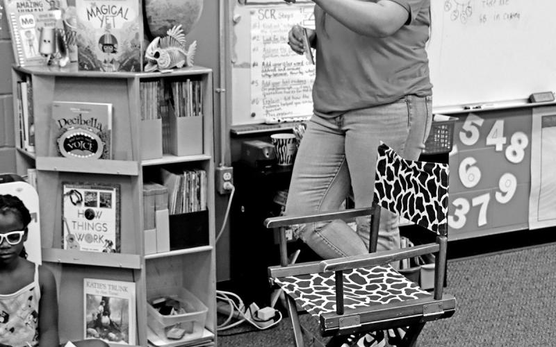 Karlee Rodgers speaks to Mrs. Collier’s class at Frances Corprew Elementary
