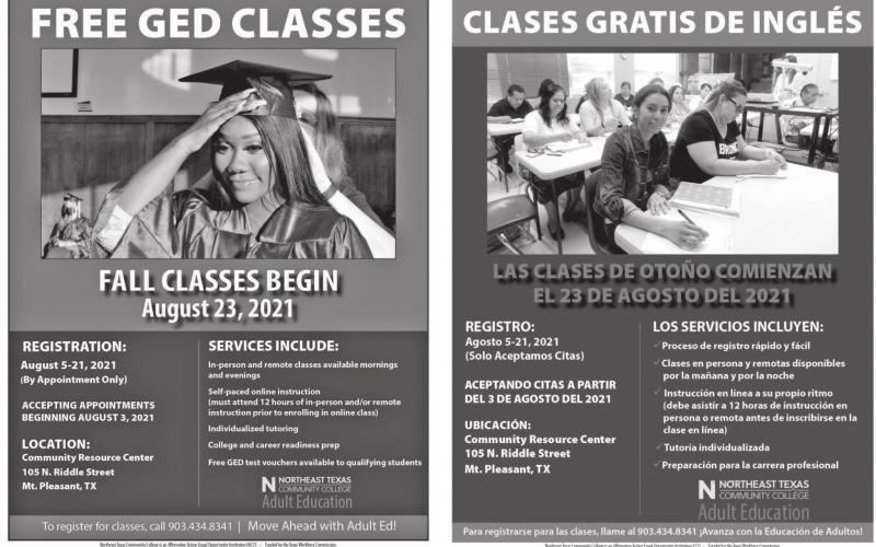 NTCC accepting students for free GED, ESL classes