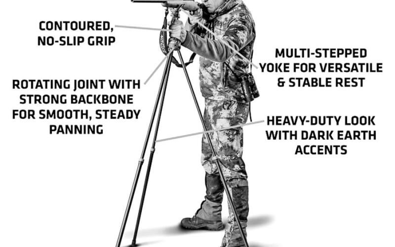 The Primos Trigger Stick is designed to provide a steady rifle rest on any terrain. Ideal for spot and stalk hunts or for use in ground blinds. (Photo courtesy, Primos)