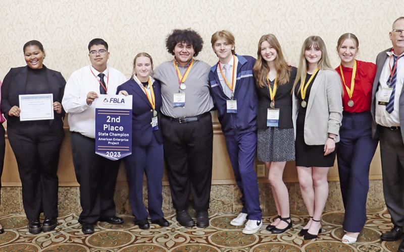 National Qualifiers: MPHS FBLA National Qualifiers (L to R) Olivia Reed, Kiara Rundles, Javier Vasquez, Madison Carpenter, Anthony Orellana, Eli Rider, Natalie Crockett, Hope Powell, Reese Ball, Advisor John Whitten. Not pictured: Madeline Plascencia and Sophie Greco. COURTESY PHOTO