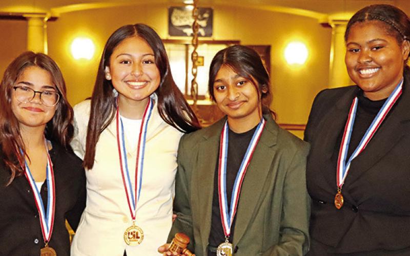 MPHS Congressional Debate UIL State qualifiers (L to R) Sabrina Otero-Svirska, Angelina Hernandez, Gopi Amin, Kiara Rundles COURTESY PHOTO