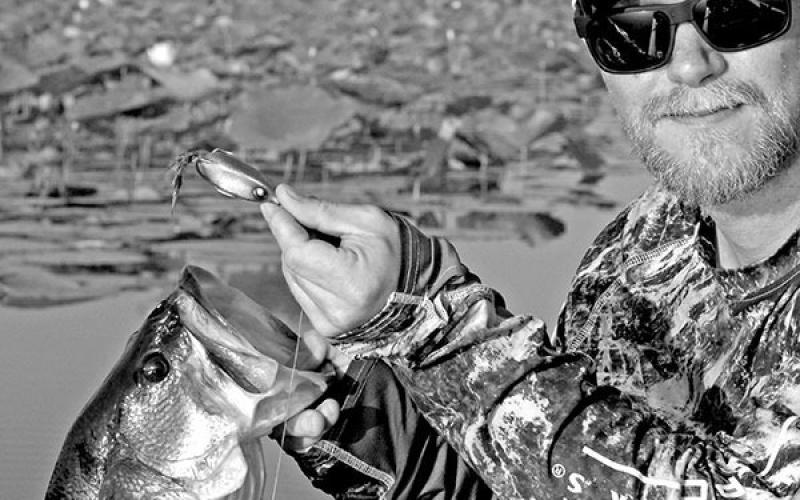 A hollow body walking frog is a great choice for tempting head-hunting bass hanging out beneath lily pads. Texas bass pro Keith Combs of Huntington says the best lily pads are those with “clean water” beneath them. COURTESY PHOTO / MATT WILLIAMS