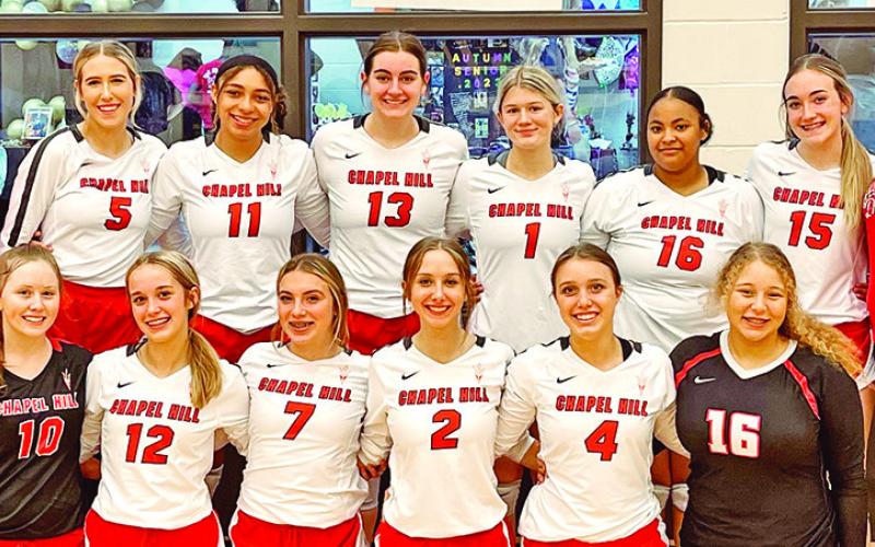 The Chapel Hill Lady Devils returned to the playoffs for the first time in two years this season. Chapel Hill claimed the first set but fell short in the matchup, 3-1 (25-22, 17-25, 23-25, 18-25). COURTESY PHOTOS