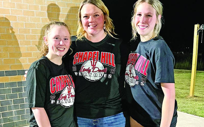 Chapel Hill graduates two seniors from this year’s team: Hannah Rhea (left) and Mackenzie Bowers (right). They are pictured with Lady Devil Head Coach Bretley Beasley.