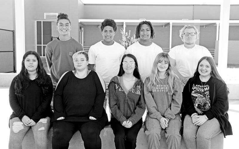 MPHS members of the All Region Choir (L to R) Front row: Litzy Gonzalez, Cheyenne Harrah, Madison Zepeda, Hope Powell, Kristina Tidwell. Back row: Taitus Chong, Jacolby Turner, Jacori Turner, Clayton Miller. Not pictured: Linzy Walker and Adrian Perez COURTESY PHOTO