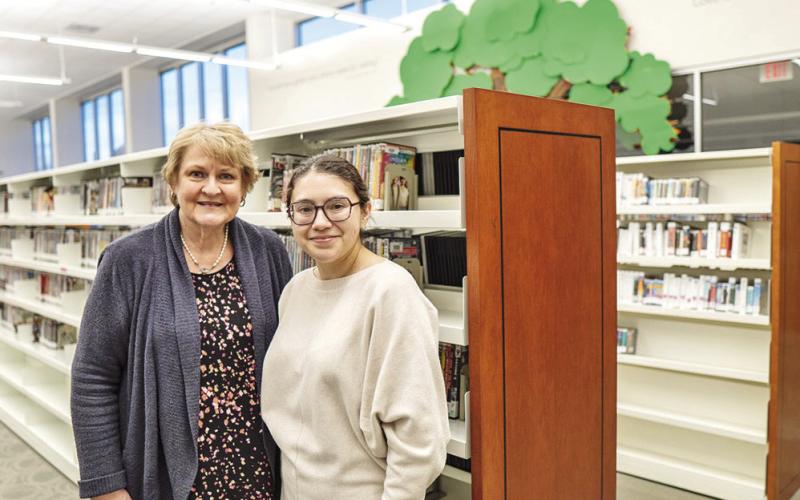 From left, Helen Thomspon and Guadalupe “Lupe” Herrera who is Director of the Mount Pleasant Public Library following Mrs. Thompson’s retirement. COURTESY PHOTOS