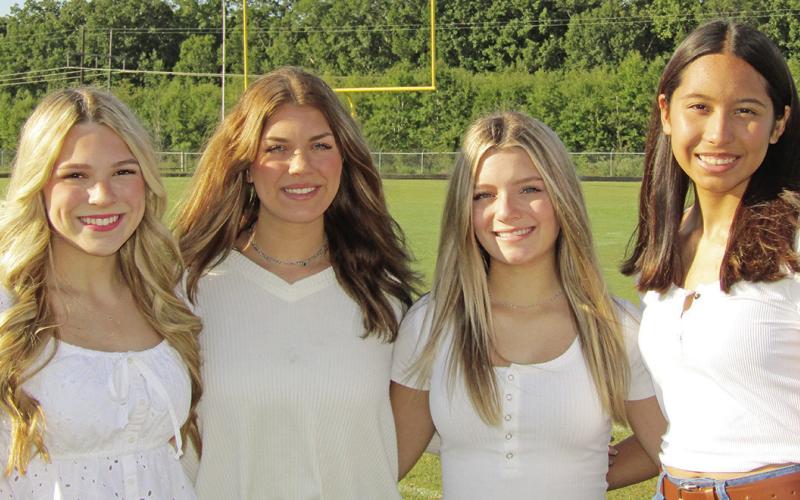 COURTESY PHOTO Pictured left to right are: Vivian Hines, Anna Guest, Logan Huddleston, Selena Kelley. The Homecoming Ceremony will take place pre-game at 6:30. Rivercrest Homecoming is Friday, September 23.