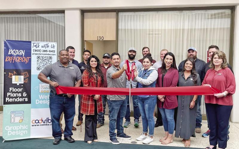 The Mount Pleasant - Titus County Chamber of Commerce celebrated a ribbon cutting with CADvibe, a business specializing in blueprints, constructive drawing, web design and graphic design. COURTESY PHOTO