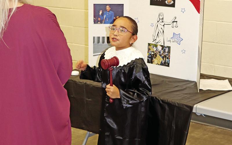 Brice 3rd grader, Avalyn Netro, portrays Ruth Bader Ginsburg