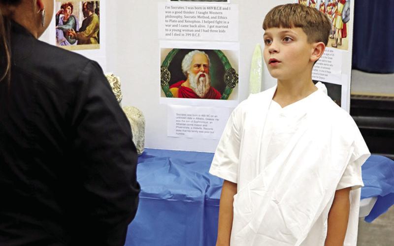 Brice 3rd grader, Judah Deal, characterizes Socrates. COURTESY PHOTOS