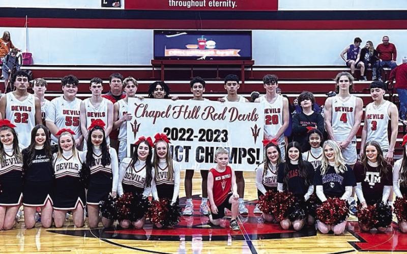 The Chapel Hill Red Devils completed an undefeated run through district play Tuesday with a 79-46 win over Quitman. Chapel Hill will open the playoffs against the winner of Friday’s district playoff between DeKalb and Redwater. PHOTO BY QUINTEN BOYD