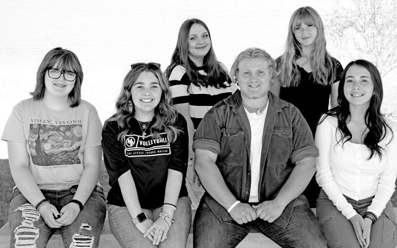 The MPHS Choir Officers. (Front L to R): Photographer Harley Martin, Vice President Maleah Duenez, President Clayton Miller, Secretary Madison Zepeda. (Back L to R): Stage Managers Kristin Tidwell and Hope Powell COURTESY PHOTO