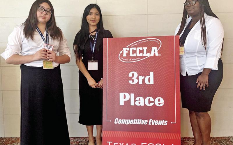 The team of Xo Xo Henderson, Yadira Guerrero, and Adriana Hipolito placed 3rd in Promote and Publicize FCCLA COURTESY PHOTOS