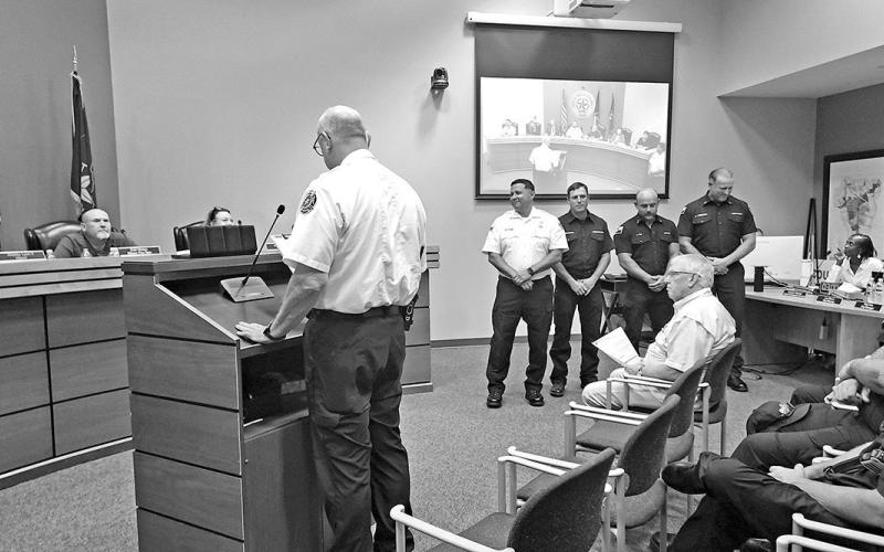 Local firefighters receive medals during Mount Pleasant council meeting