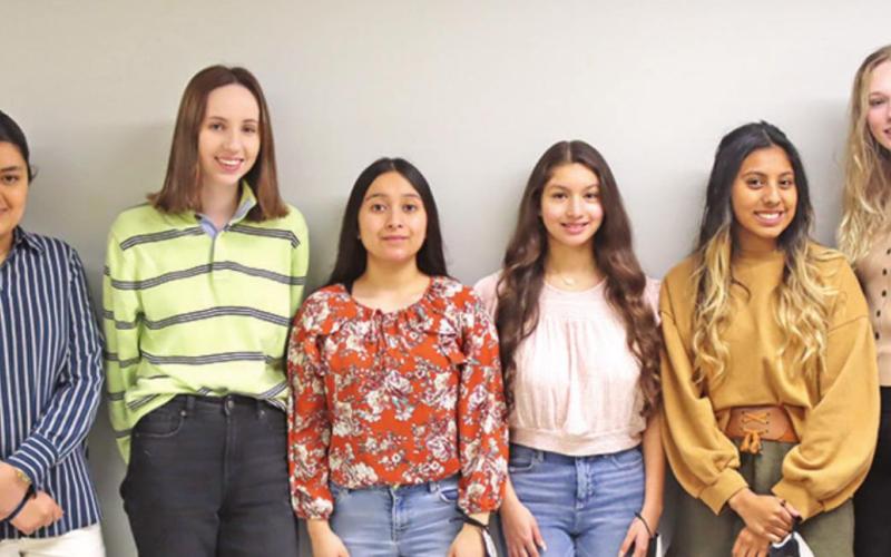 MPHS Principal Craig Bailey, President Rossy Banegas, Vice President Connelly Cowan, Secretary Abril Ramirez, Treasurer Rachel Rodriguez, Parliamentarian Delaila Aleman, Historian Taylor Hubbs, and NHS Advisor David Clark COURTESY PHOTO