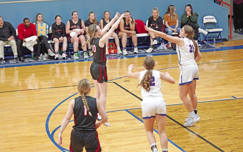 Keira Hawkins fires a shot during Friday’s game at Quitman. COURTESY PHOTOS