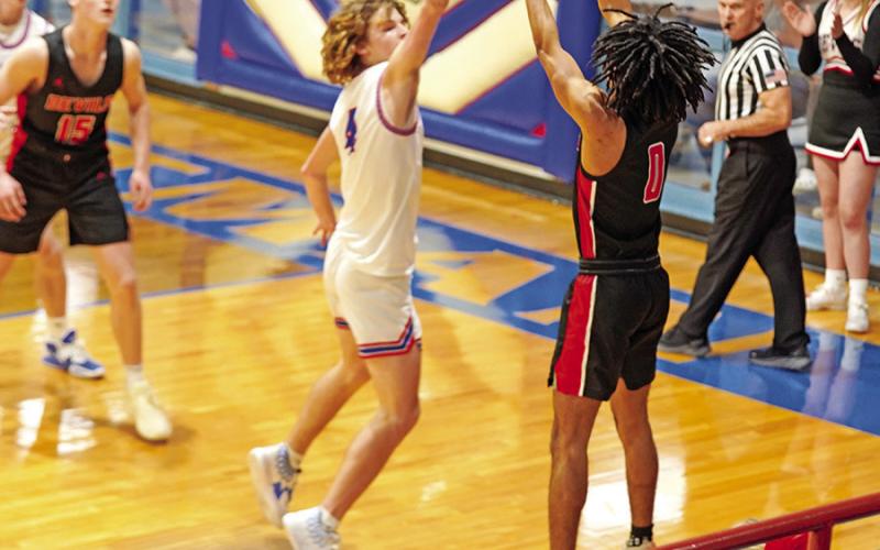 Jaydyn Haley shoots a three during Friday’s game.