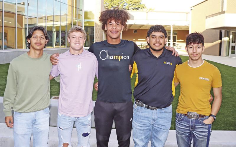 (left to right) 2022 Homecoming King nominees - Cesar Flores, Luke Hampton, Kyler Smith, Samuel Morua, Saul Alvarado COURTESY PHOTOS