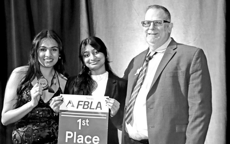 American Enterprise National qualifiers (L to R) Diya Desai, Gopi Amin, FBLA Advisor John Whitten (not pictured Cinthya Ramirez)