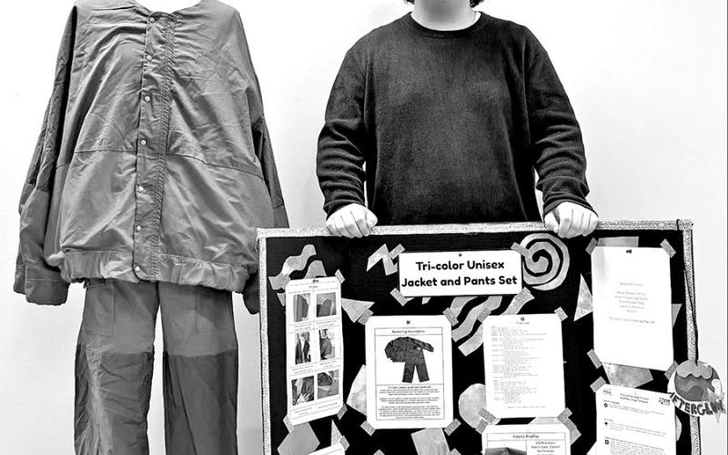 Colt Covey with his creation in Fashion Construction
