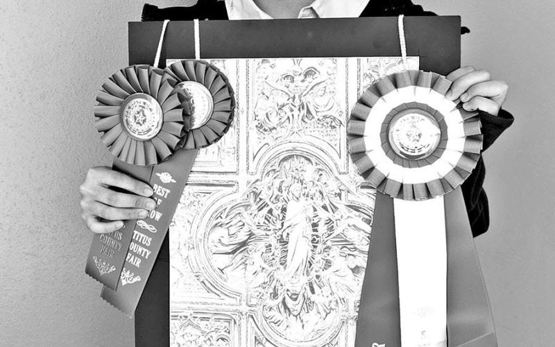 Vanessa Aspeitia with her Sweepstakes award winning piece, Cathedral Door