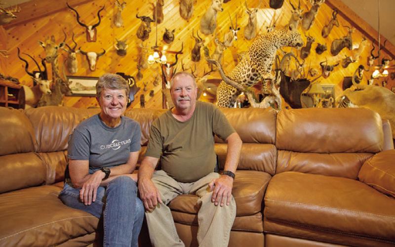 Joyce and Bill Wilson pictured in their professional hunting lodge on Circle WC Ranch in Northeast Texas which attracts customers from across the globe. This lodge would be flooded if the proposed Marvin Nichols Reservoir is allowed to be built. COURTESY PHOTO
