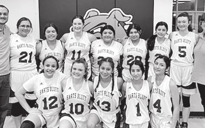 The 2022 Harts Bluff Ladydogs are Perla Solorio, Alexa Arzate, Bianca Aguillon, Anay Solorio, Kaitley Green, Paislee Marshall, Allie Mayfield, Lanyce Fulmore, Kimberly Gallegos, Chelby Mullins, Fernanda Melendez, Liz Campos, Riley Bragg, Marlee Cameron and Lili Calixto. The team’s head coach is Bryan Jones. COURTESY PHOTO