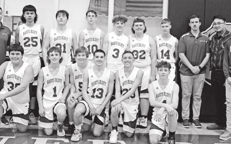 The 2022 Harts Bluff Bulldogs are Alec Dunn, Ashyr Carrington, Jacob Lilly, Paycus Raulston, Matthew Rowland, Avyn Carrington, Seth Clark, Collen Hosterman, Dennis Mars, Hunter Green, Jeffrey Crumbley and Aldair Jimenez. The team’s head coach is Shawn Hall. TRIBUNE PHOTO / QUINTEN BOYD