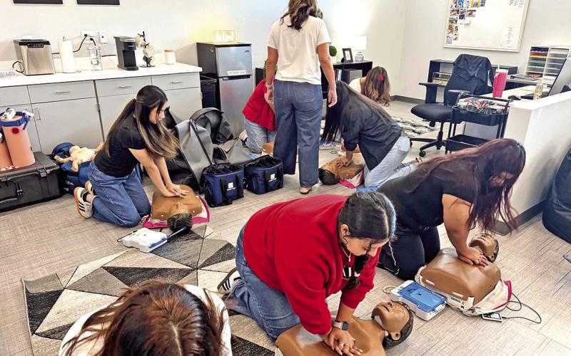 Education and Training students practice chest compressions